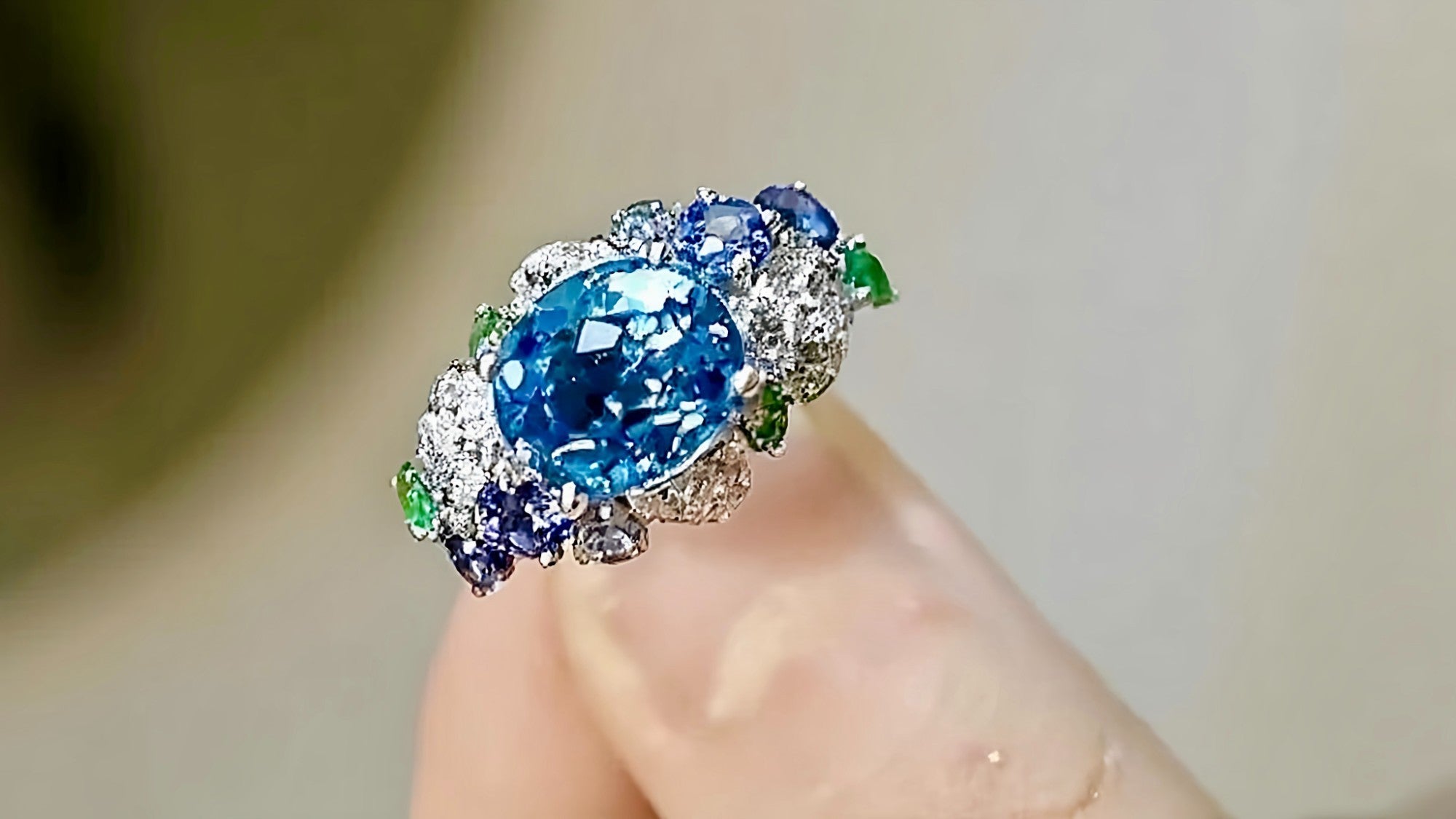 lab grown aquamarine ring