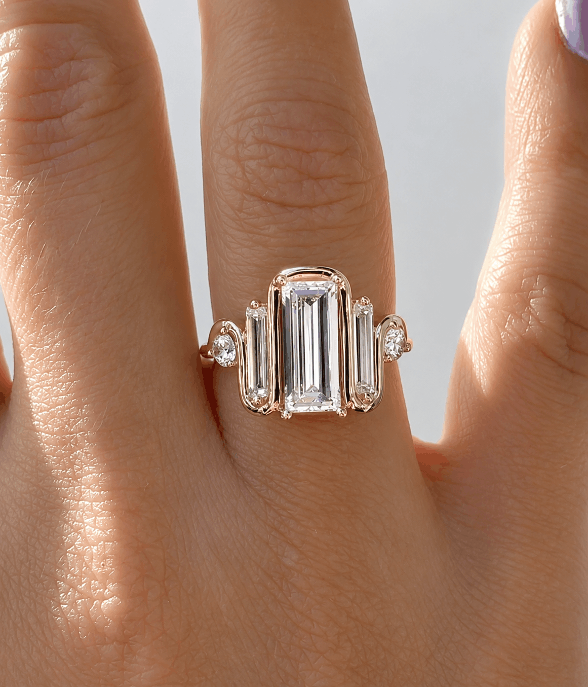 Valerine diamond ring featuring a 2ct baguette lab-grown diamond and yellow gold setting | La Forêt