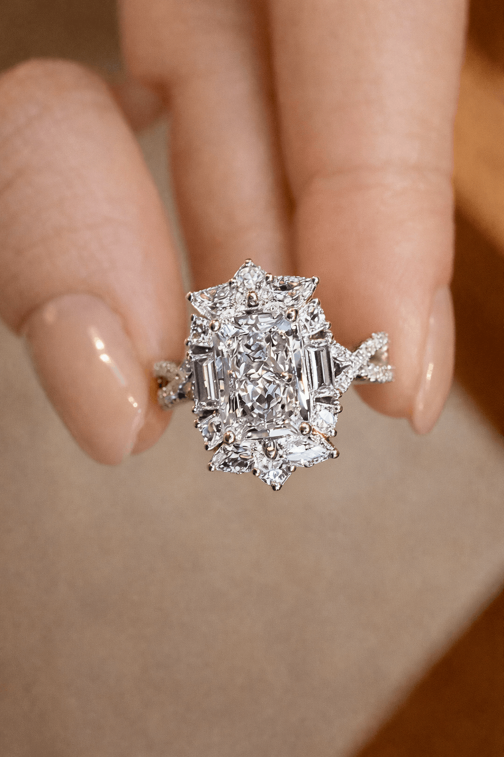 Compressed Diamond Orlisse – 2ct Radiant Cut Lab Diamond Halo Ri… | La Forêt – La Foret