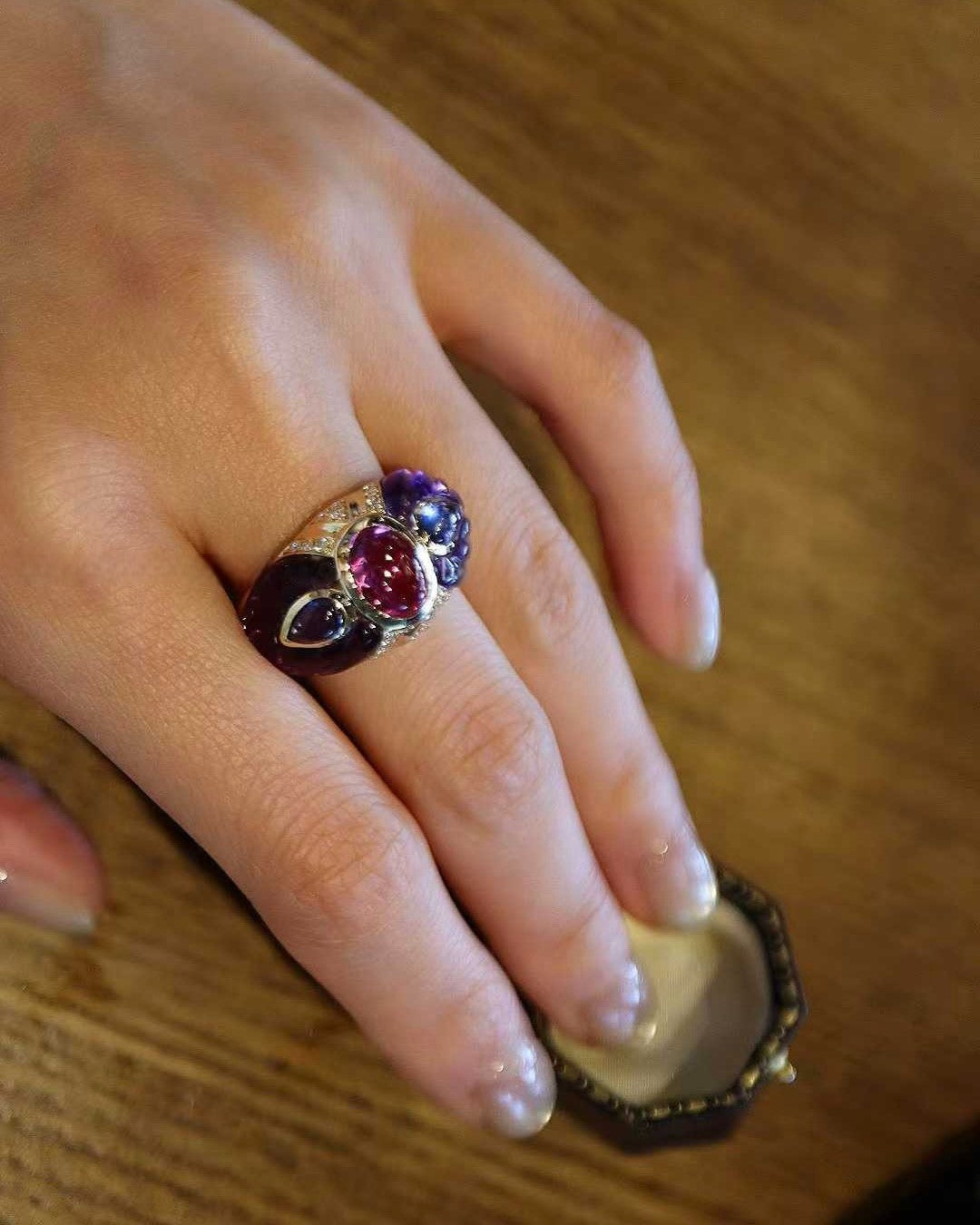 Seraphelle Tourmaline and Amethyst Statement Ring
