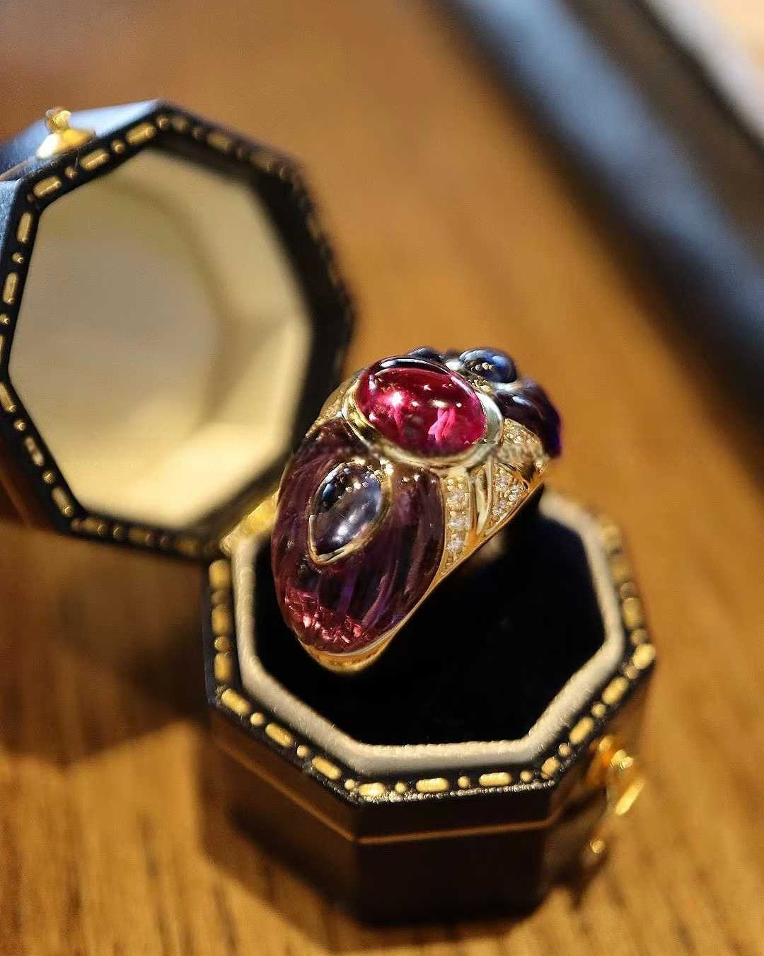 Seraphelle Tourmaline and Amethyst Statement Ring