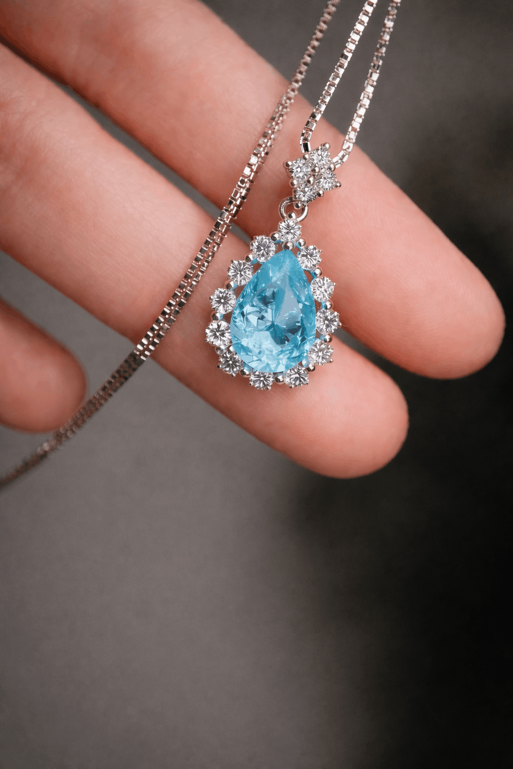 Lab-grown Paraiba necklace with diamond accents

