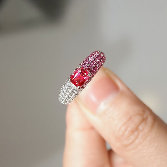 Lab-grown padparadscha sapphire ombre ring

