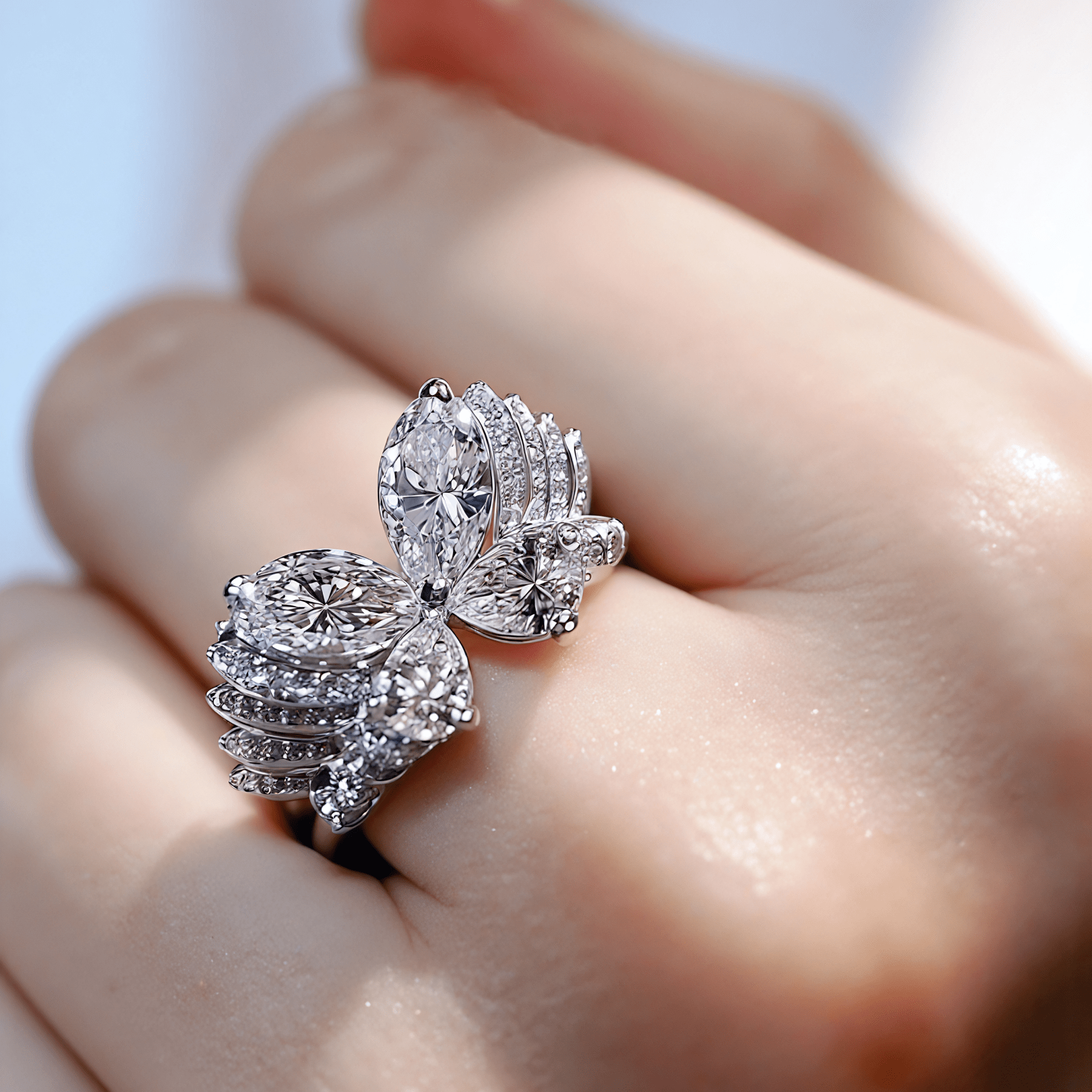 Mariposa Diamond Statement Ring with marquise lab diamonds

