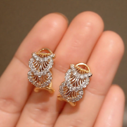 Bellaria Diamond Hoops with gold filigree and lab diamonds

