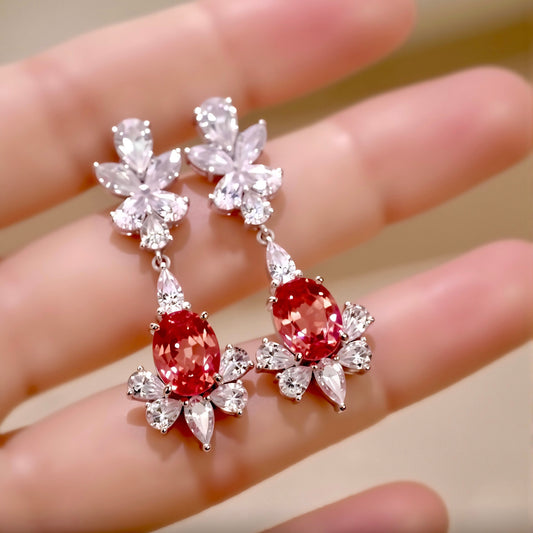 Averelle floral earrings with 5ct padparadscha sapphires and lab diamond accents
