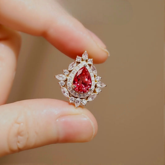 2.5ct lab padparadscha sapphire pendant with marquise and round diamonds in 14k gold
