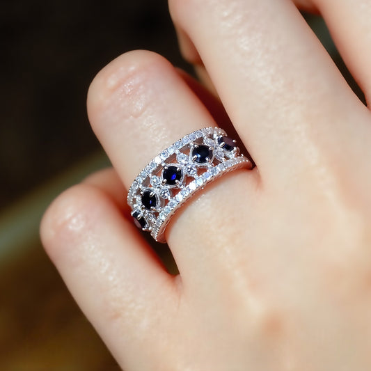 Dianara eternity ring with lab sapphires
