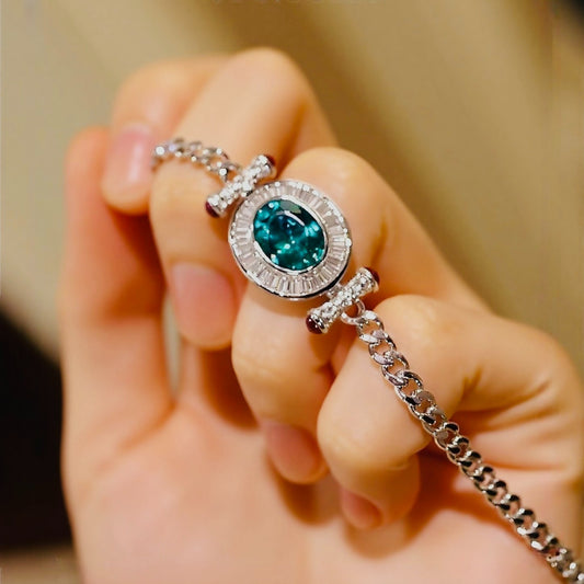 Caelia Lab-Grown Emerald Bracelet with Diamond Halo

