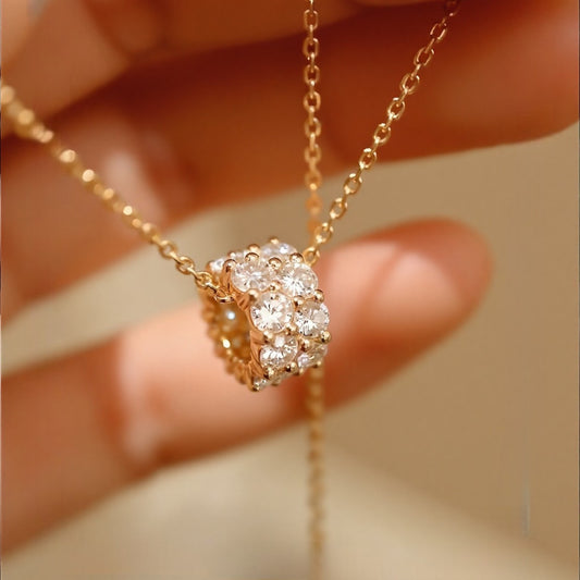 Calianne gold necklace with lab diamond eternity band pendant








