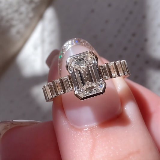 2ct lab diamond engagement ring in modern bezel setting

