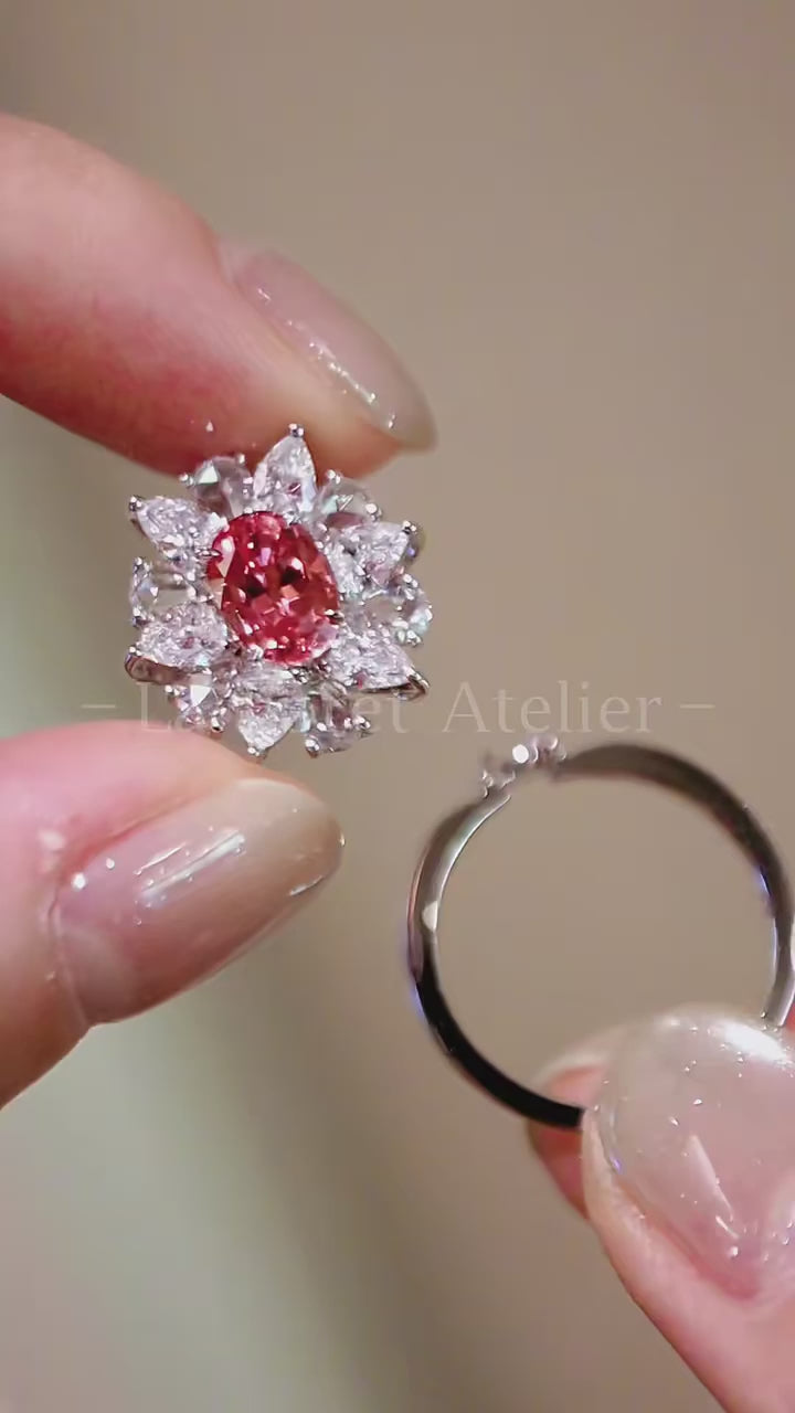 Convertible padparadscha sapphire and diamond ring pendant Dravena








