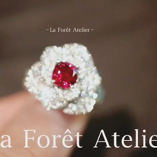 Rosalia floral ring with 0.5 carat lab-grown ruby center








