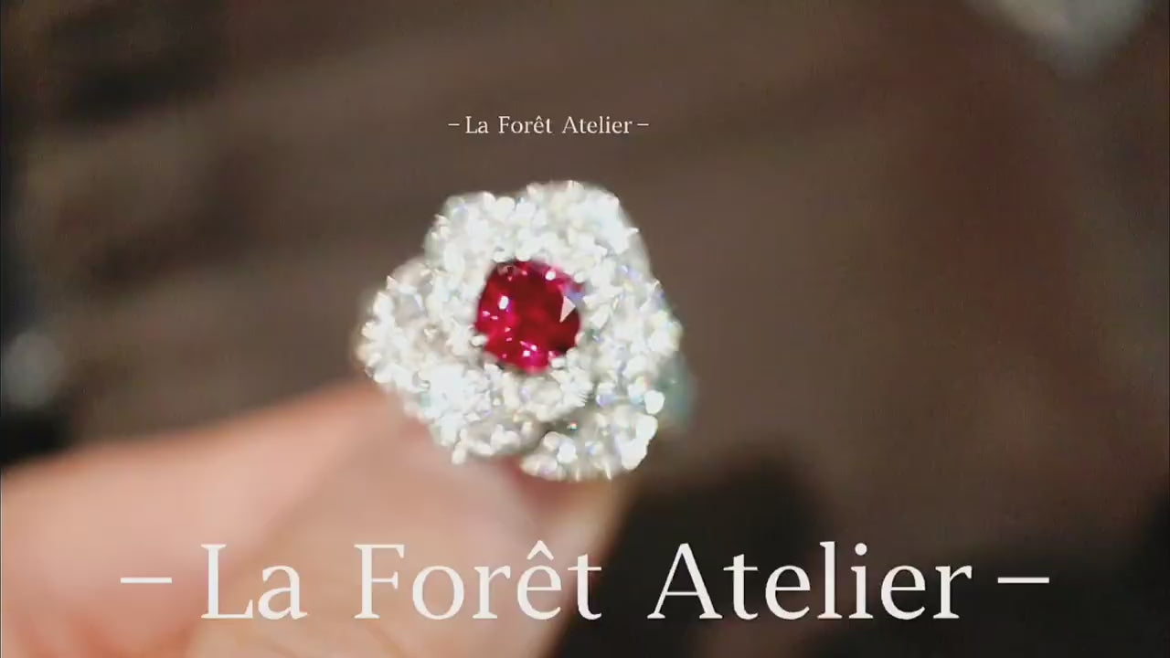Rosalia floral ring with 0.5 carat lab-grown ruby center








