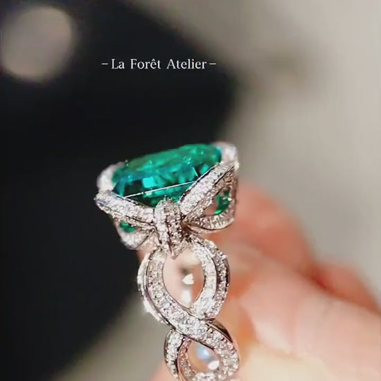 Statement emerald-cut green gemstone ring

