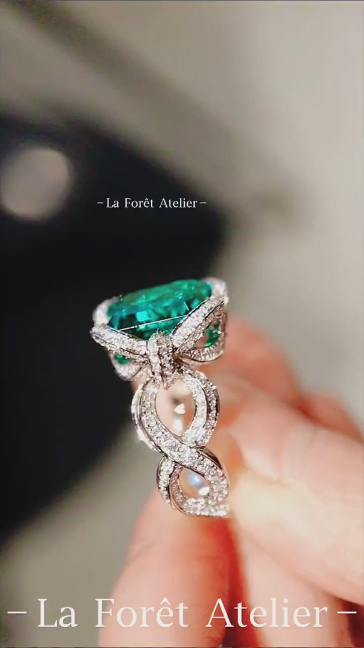 Statement emerald-cut green gemstone ring

