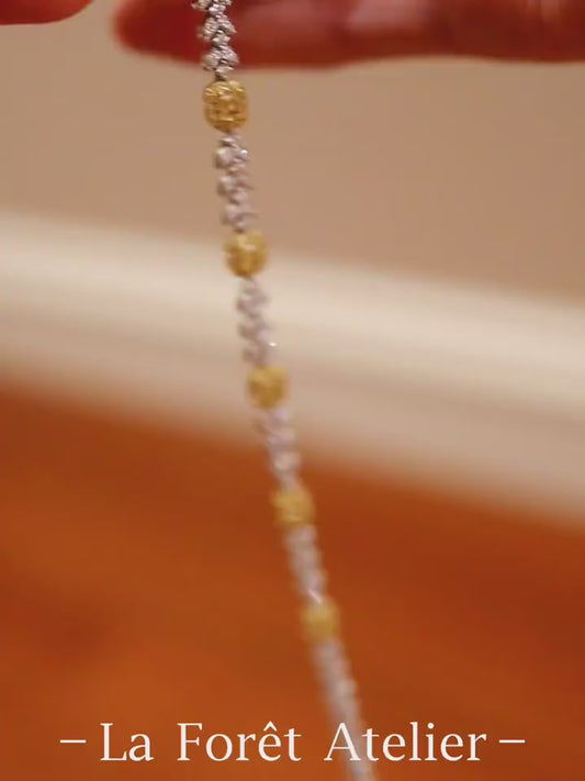 Floral-inspired bracelet with lab-grown yellow diamonds and marquise diamond leaves








