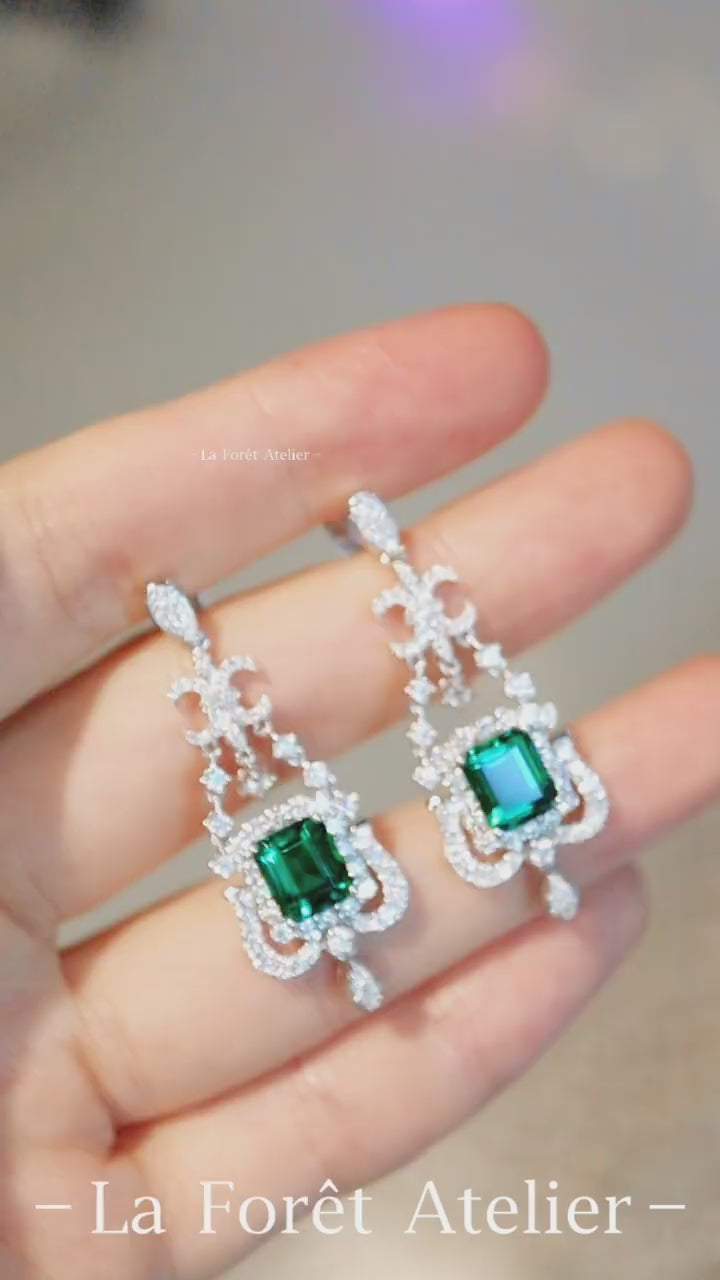 Evandra Emerald Chandelier Earrings
