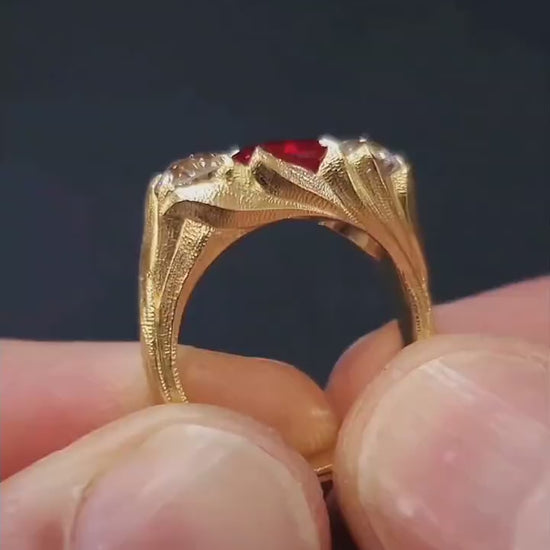 Juliette ruby and diamond engagement ring in gold

