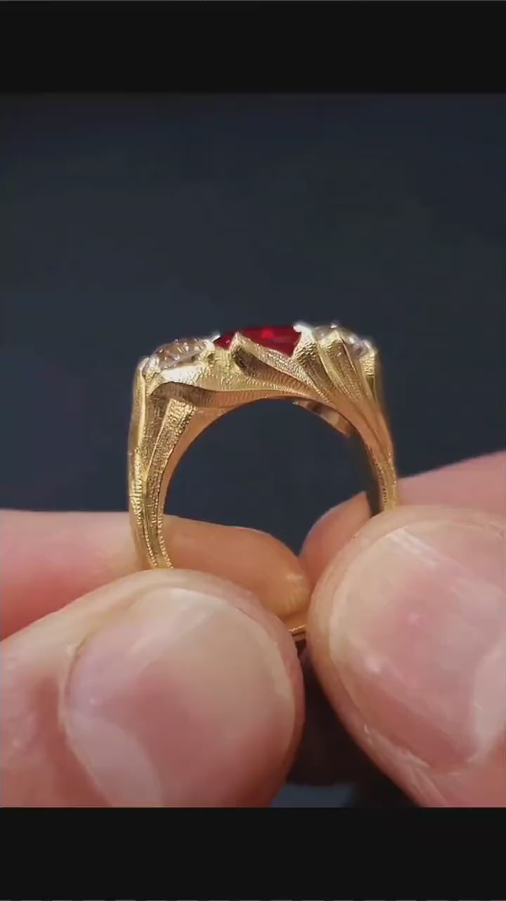 Juliette ruby and diamond engagement ring in gold

