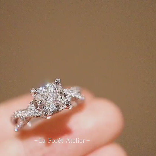 Elegant twist band ring with 7mm lab-created center diamond

