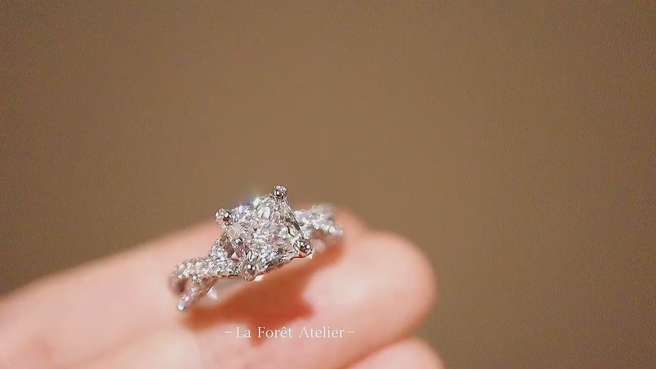 Elegant twist band ring with 7mm lab-created center diamond

