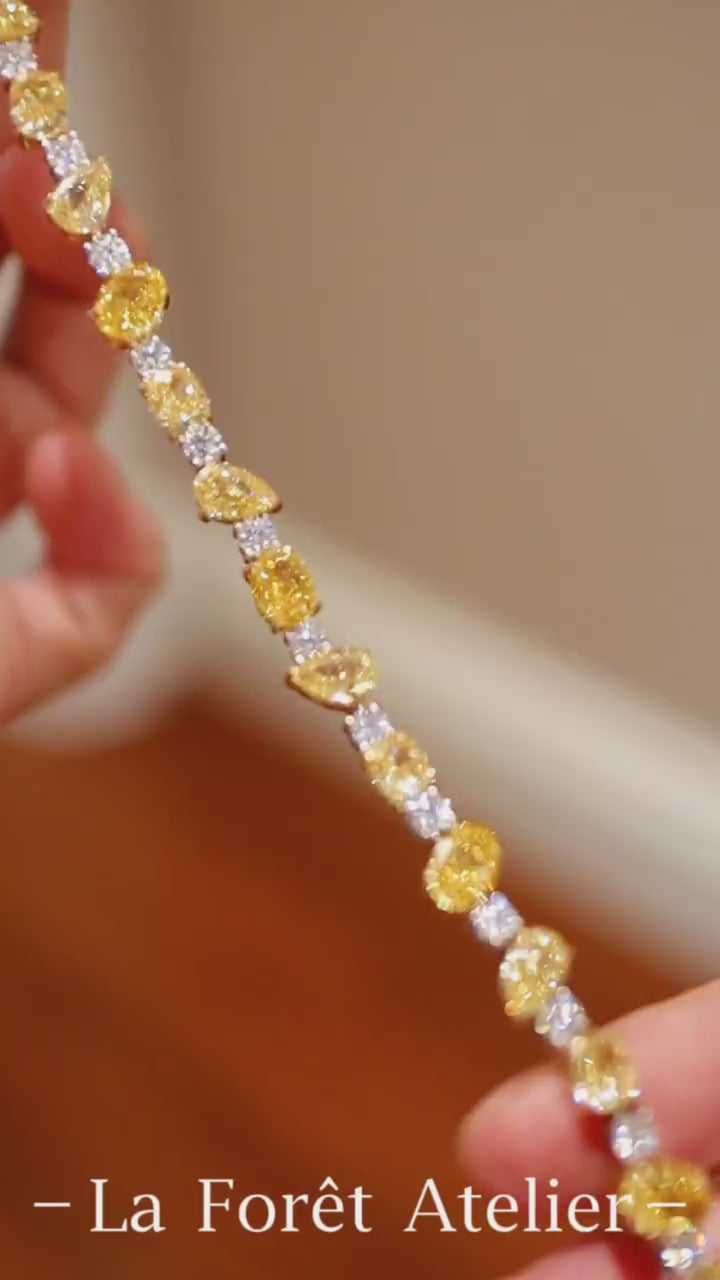 Charisse bracelet with lab-grown yellow diamonds and white diamond accents in pear and oval shapes








