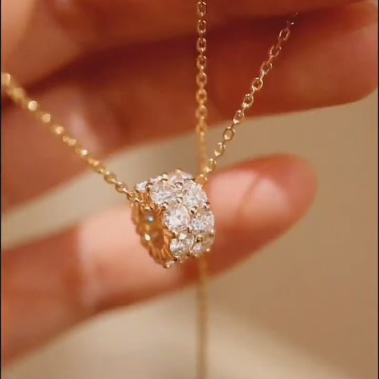 Calianne gold necklace with lab diamond eternity band pendant









