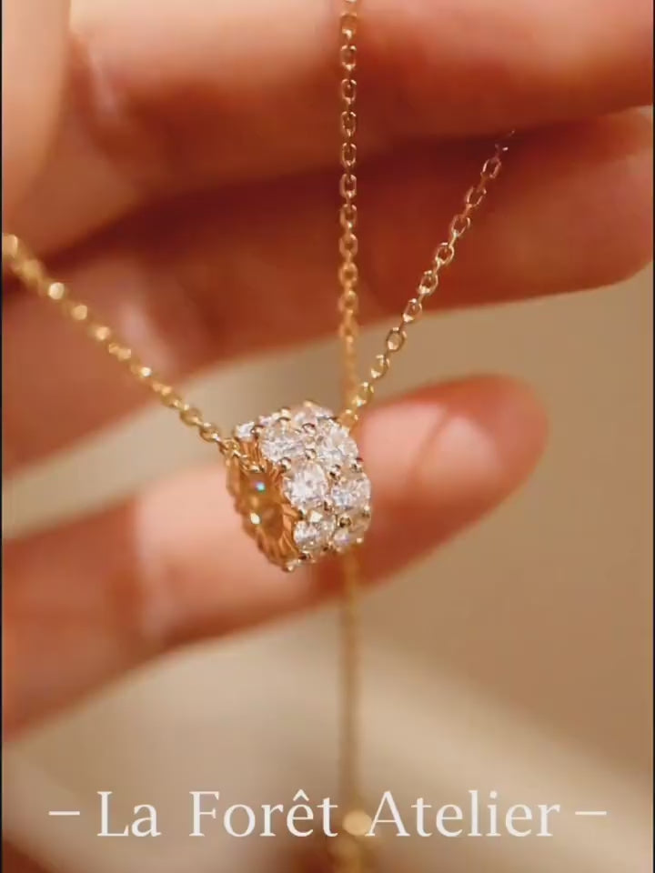 Calianne gold necklace with lab diamond eternity band pendant








