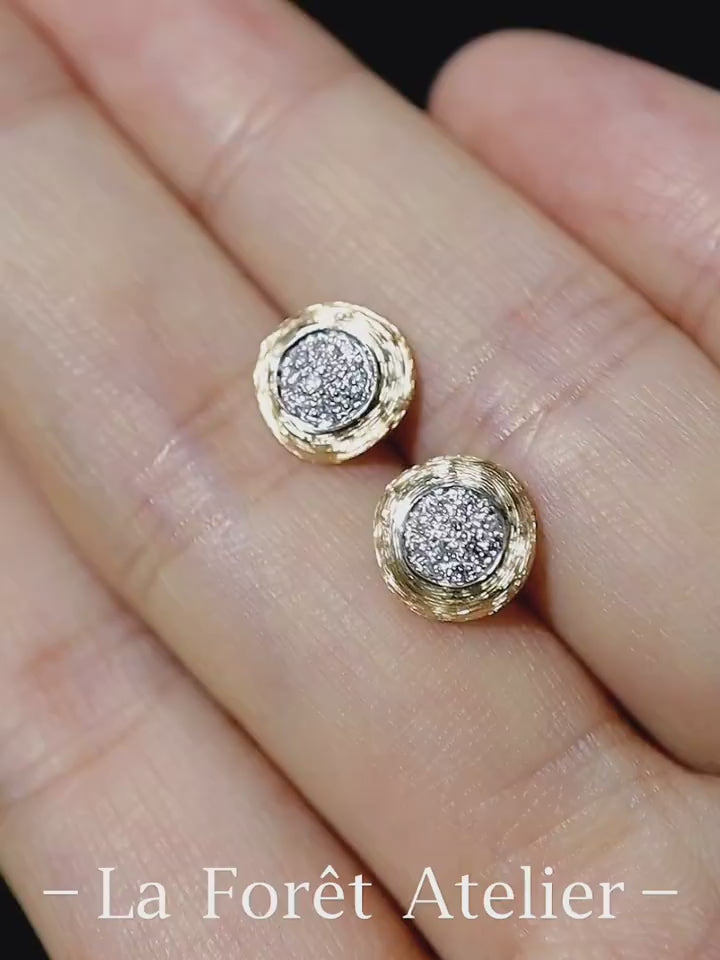 Elyra solid gold stud earrings with lab-grown diamond clusters and vintage halo detailing








