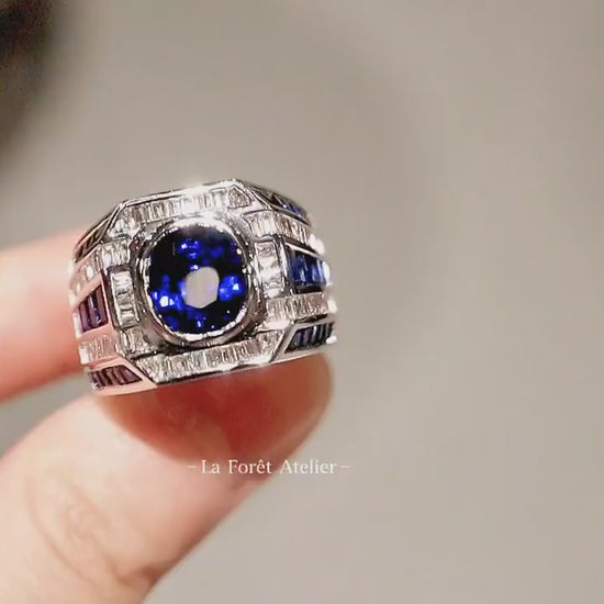 Art Deco style sapphire ring for men


