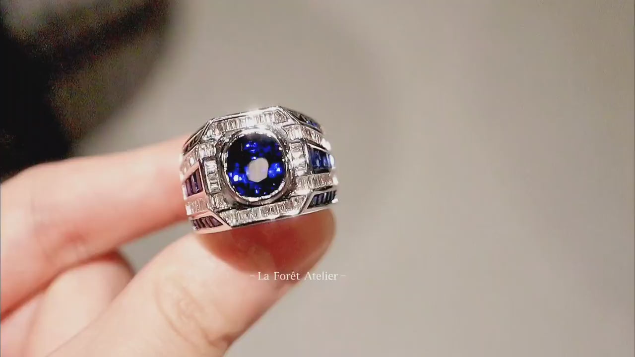 Art Deco style sapphire ring for men

